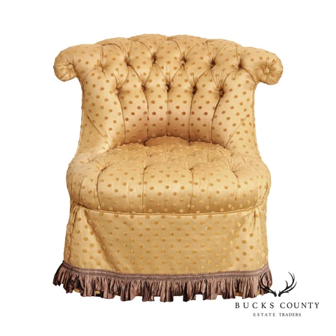 Baker Vintage Custom Tufted Upholstered Boudoir Chair Cover