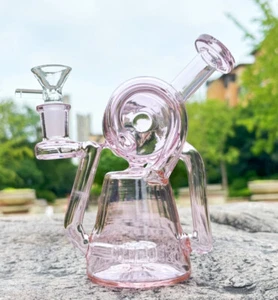 NUEVO 6.9" Reciclador Vidrio Bong Pyrex Fumar Pipa de Agua Burbujeador con Tazón de 14mm Rosa - Imagen 1 de 14