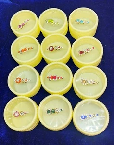 Bindi Round Sticker Forehead Fancy Multi-color Crystal Decoration Tattoo 12 Pcs - Picture 1 of 4
