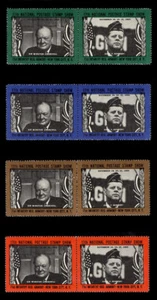 ETICHETTE DA ESPOSIZIONE FRANCOBOLLI ASDA - 1965, TRAFORATE, SET DI 8 (4 PAIA) - Foto 1 di 2