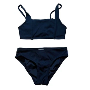 Seafolly Girls Essential Square Neck Bikini Set Black Size 10 NWT - Picture 1 of 5