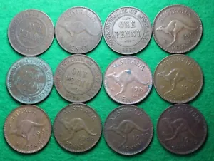 * MIXED PREDECIMAL PENNIES 12 VARIOUS DATES ALL DIFFERENT AVERAGE #CEG81 - Picture 1 of 6