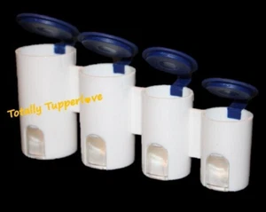 Organizador mini soporte de cambio de un toque azul blanco y excelente estado para botes de monedas Tupperware - Imagen 1 de 2