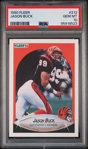 1990 FLEER #212 JASON BUCK PSA 10 GEM MINT POP 2 CINCINNATI BENGALS - Picture 1 of 2