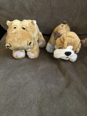 Ganz Webkinz Mud Hippo Plush 10" Stuffed Animal Tan HM384 & Bull Dog HM126 - Image 1 of 4