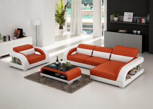 Canapé d'angle orange