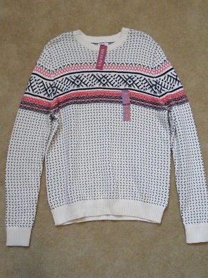 New Men’s Merona Argyle Beige Red & Blue Crew Neck Pullover Sweater Size Large - Image 1 of 4