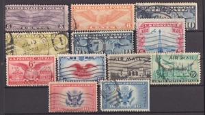 UNITED STATES USA 1923-49 SELECTED AIR MAIL STAMPS - 12V - USED - Picture 1 of 4