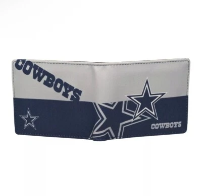 LITTLE EARTH NFL Dallas Cowboys Men's Printed Logo Leather Bi-Fold Wallet