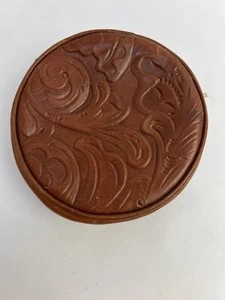 Patricia Nash Diamante Round Zip Jewelry Case Floral Tooled Florence EXC - Picture 1 of 9