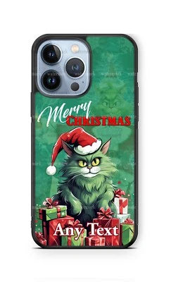 Funda de teléfono personalizada Green Cat Stole regalos de Navidad para iPhone Samsung Foto 1 de 4