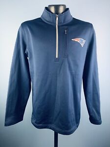 Men’s Majestic Cool Base New England Patroits Quarter Zip Pullover Navy Blue S