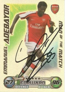 EMMANUEL ADEBAYOR SIGNED ARSENAL M.O.M 2008/2009 MATCH ATTAX TRADING CARD+COA - Picture 1 of 1