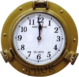 Nautical Antique Porthole Wall Clock Quartz Movement Coastal Home Decor 12" - Picture 1 of 12