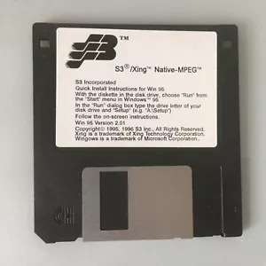 S3 Xing Native-MPEG 1.44MB Floppy Disc Diskette f/ Microsoft Windows Win 95 USED - Picture 1 of 1