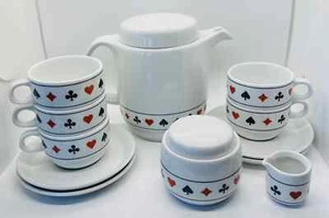 Lilien Porzellan Austria Casino Royale 14 Pc Tea Set Spades Diamond Heart Clubs - Imagen 1 de 13