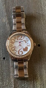 Betsey Johnson Crystals Bezel Quartz Analog Women's Watch 6.5” Wrist - Picture 1 of 6