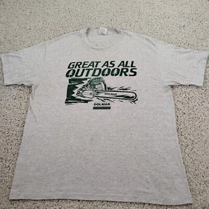 VINTAGE Hanes Hemd Herren XL grau Kettensäge Outdoor Einzelnaht Logo USA 90er A2 - Bild 1 von 15