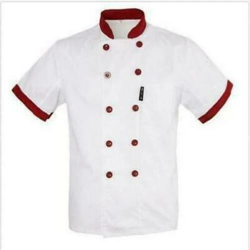 Unisex Chef Jacket Coat Restaurant Hotel Work Uniform Short Mesh Sleeves Women - Image 1 of 1