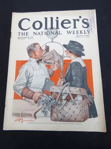 1919 Collier's Magazine November 29 - F X Leyendecker Butcher Weighing Turkey - Picture 1 of 3