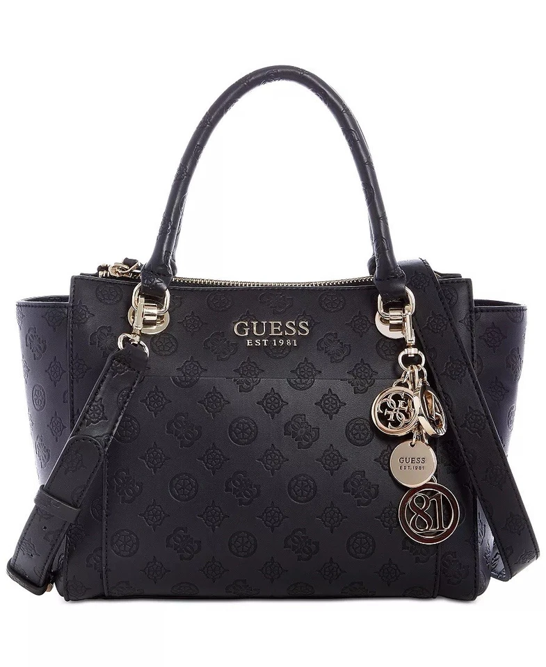 Guess Ilenia Society Satchel Handbag Black - Image 1 of 4