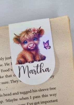 Cute Highland Cow Magnetic Bookmark | Book | Reader Gift | Bookworm | Butterfly