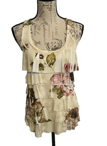 Canotta Forever 21 floreale con volant media racerback boho femminile estiva elasticizzata - Foto 1 di 6