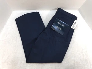 Arrow Dress Pants Boys 14 Husky 30x27 Navy Blue Pleated Wrinkle Free Cotton NWT - Picture 1 of 12