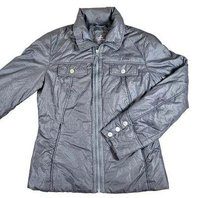 Prana Womens Charcoal Gray Lightweight Puffer Jacket Size M Full Zip Outerwear - Image 1 of 4