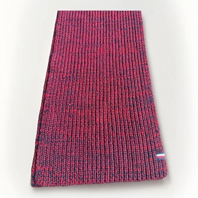 Tommy Hilfiger Bufanda Tejida - Talla Única (64”) Rojo Azul Marino Marítimo Patrón Costillado Foto 1 de 4