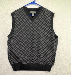 Saddlebred Vest Adult Large Black V Neck Diamond Print Sweater Mens - Picture 1 of 6