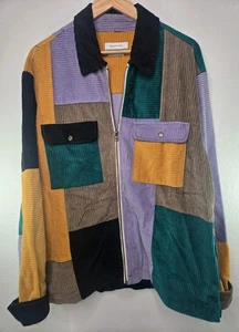 URBAN OUTFITTERS CORDUROY RYDER BLOCKED MULTICOLOR ZIP JACKET UNISEX COTTON XL - Picture 1 of 7