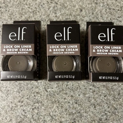 Three Elf Lock on Liner & Brow Cream 81943 Medium Brown new - Image 1 of 4