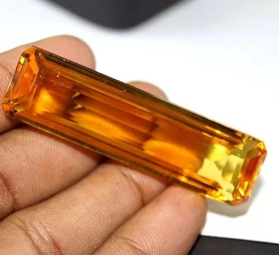 Brazilian YELLOW Topaz Emerald Cut 86+ Ct Loose NATURAL Gemstone EGL Certified - Image 1 of 4