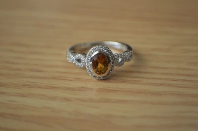 1.40ct Orange Mystic Topaz / Zircon Ring Rhodium Plated over Fine Silver Size 8 - Image 1 of 4