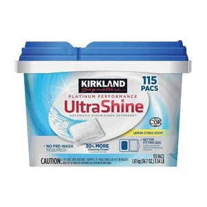 Paquetes de detergente para lavavajillas Kirkland Signature UltraShine, limón cítrico, 115 quilates, - Imagen 1 de 1