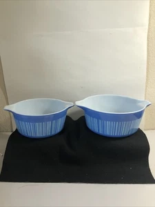 Vintage Pyrex Barcode Blue Stripes 475-b & 474-b Kasserolle, ohne Deckel guter Zustand - Bild 1 von 22