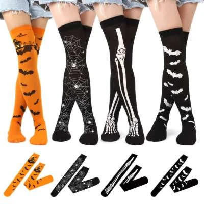 Women's Thigh High Long Stockings Over Knee Socks Cosplay Halloween Bat Style - Image 1 of 4