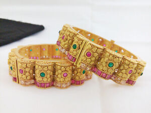 Indian Bollywood Jewelry Bangle Ethnic Matt Gold Plated Party Wear Bangles