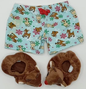 Build a Bear Christmas Rudolph Clarice Pajama Shorts and Slippers 2013 BABW - Picture 1 of 8