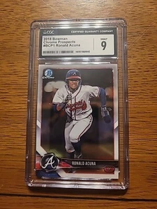 2018 Bowman Atlanta Braves Ronald Acuna Jr. Prospects Chrome #1 CGC 9 MINT - Picture 1 of 1