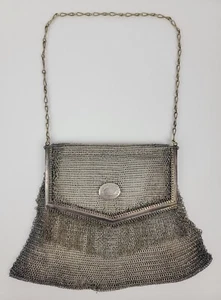 Antique Whiting & Davis Co Princess Mary Silvertone Mesh Chainmail Flapper Purse - Imagen 1 de 14