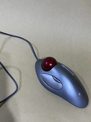 Logitech Trackman Marble Mouse T-BC21 Trackball USB Silver Tested Working - Image 1 of 4