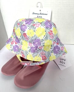 Tommy Bahama Kids Bucket Hat Water Shoe Set SPF50+ - Lg Toddler Girl Size 7-8 - Picture 1 of 9