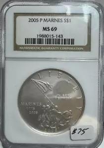 2005 P MARINES COMMEMORATIVE NGC MS 69 - Picture 1 of 4
