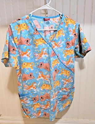 Camisa Médica o Vetinaria Mediana Top Dickies 3 Bolsillos Perro Gato Pata Hueso Foto 1 de 4