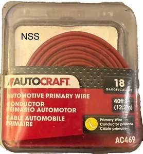 AutoCraft Automotive Primary Wire 18 Gauge 40’ Ft Red AC469 New in Package - Picture 1 of 1