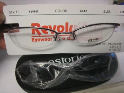 NEW Revolution Eyeglass Frame W/ Magnet sun shade  REV643 LILAC 51-18-140 w/case - Image 1 of 4