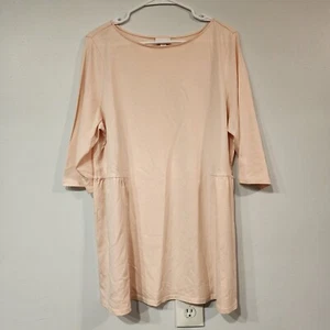 Blusa túnica Pure Jill para mujer talla L 100 % lino mangas 3/4 melocotón holgado algodón - Imagen 1 de 11