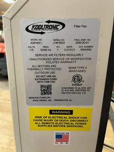 Kooltronic KNP40FL 115V NEMA 4/4x Intake Filter Fan Enclosure - Picture 1 of 3